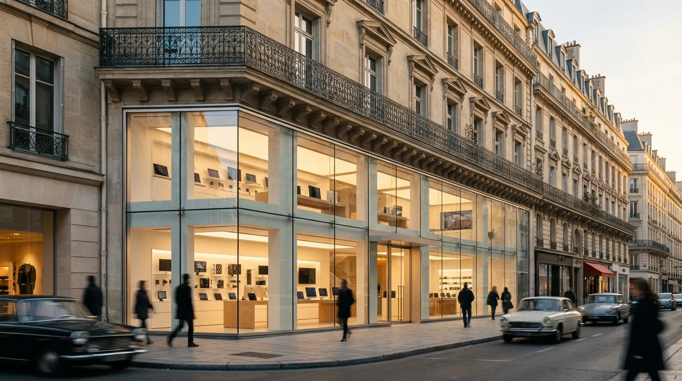 Devanture moderne d'un magasin Grosbill spécialisé en high-tech et composants PC