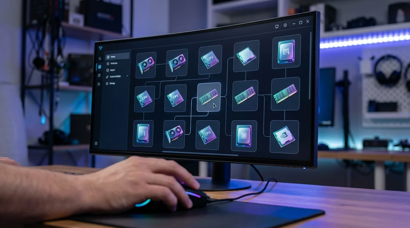 Interface du Configomatic Topachat pour créer une config PC gamer sur mesure