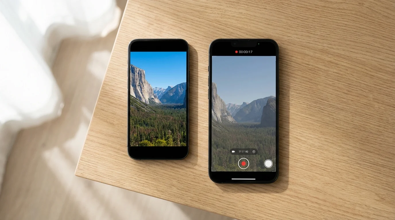 Comparaison visuelle entre l'application Snaptroid et l'enregistrement d'écran natif