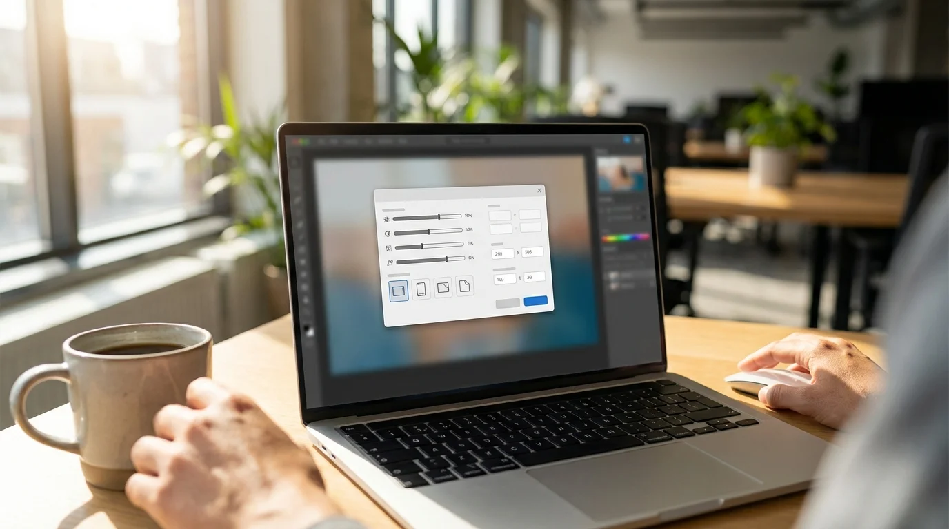 Fenêtre d'exportation de Photopea montrant les options de compression WebP et JPG