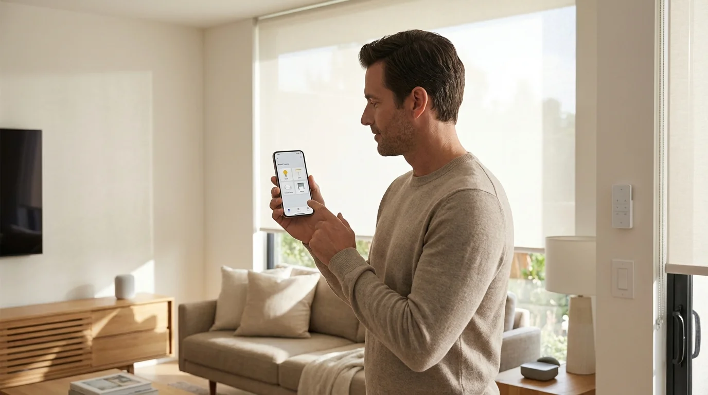 Thomas utilise la commande ok google configurer mon appareil sur son smartphone pour connecter son salon