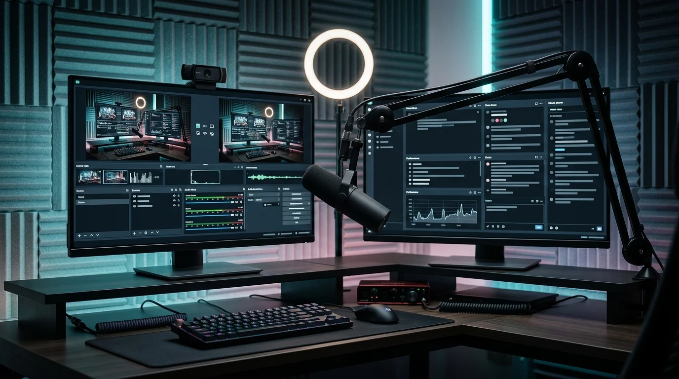 Interface de réalisation du logiciel de streaming officiel sur ordinateur