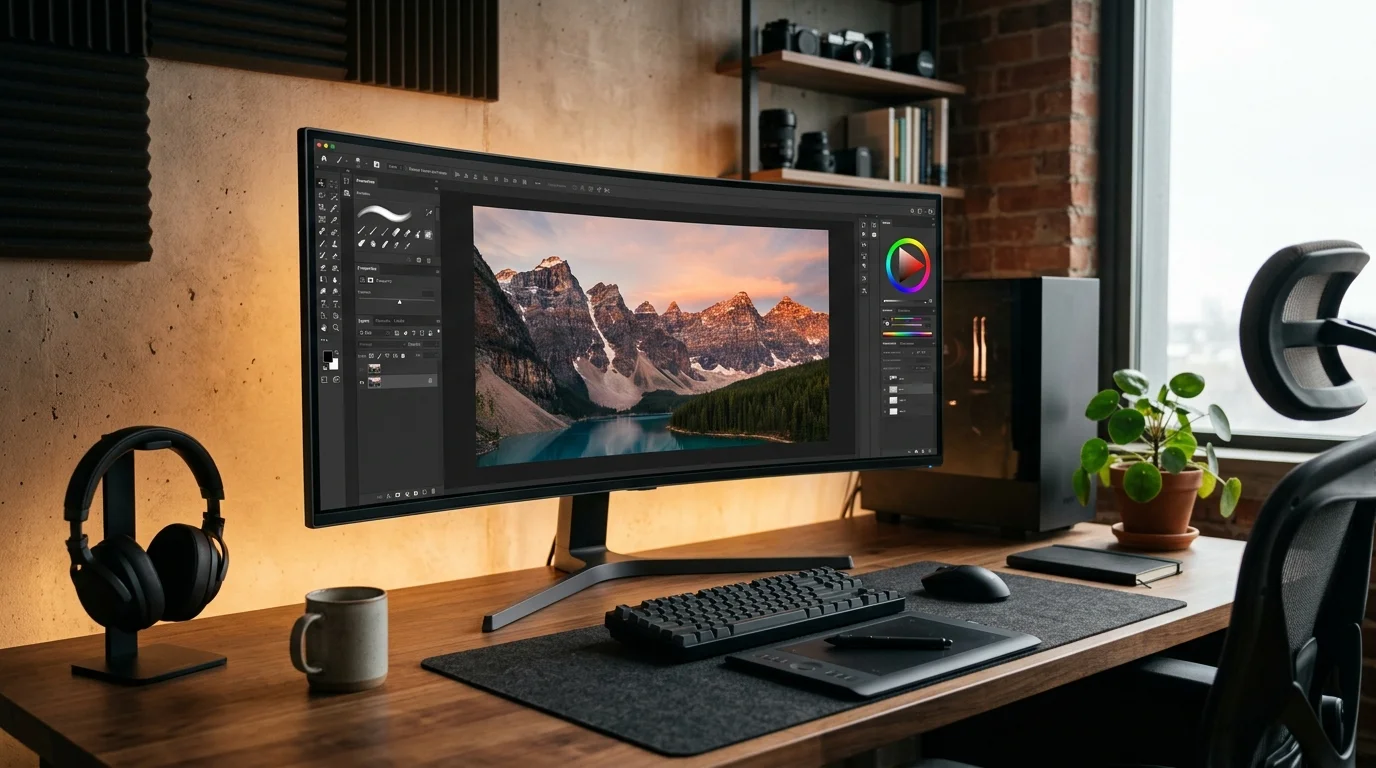 Interface principale d'Affinity Photo montrant les différents espaces de travail et outils d'édition