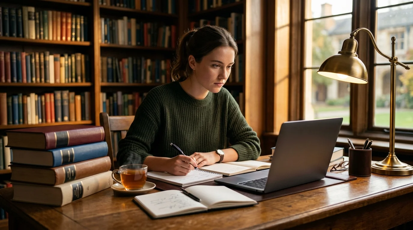 Étudiant utilisant Studocu sur son ordinateur portable pour préparer ses examens universitaires de droit