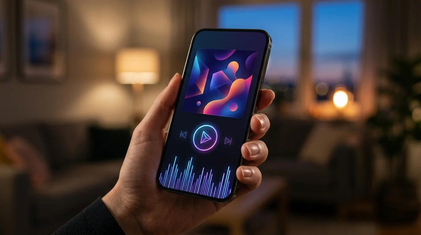Interface sombre de l'application mobile yt music affichant une playlist de recommandations personnalisées