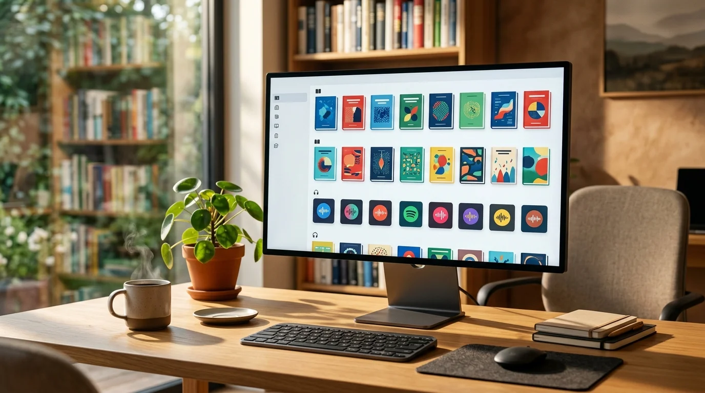 Interface claire de l'application de bureau Scribd pour Mac et PC avec mode hors-ligne activé