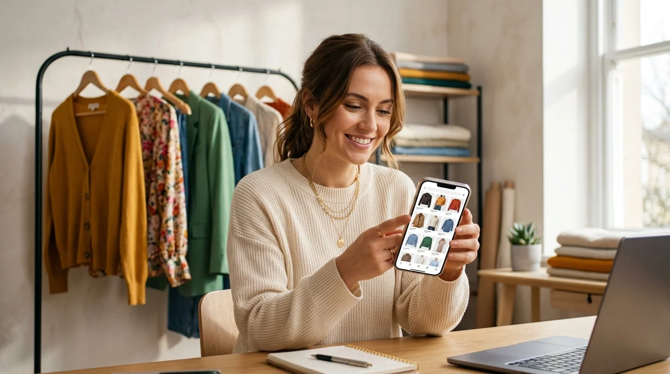Interface de profil vendeur optimisé sur l'application Depop avec une belle bannière
