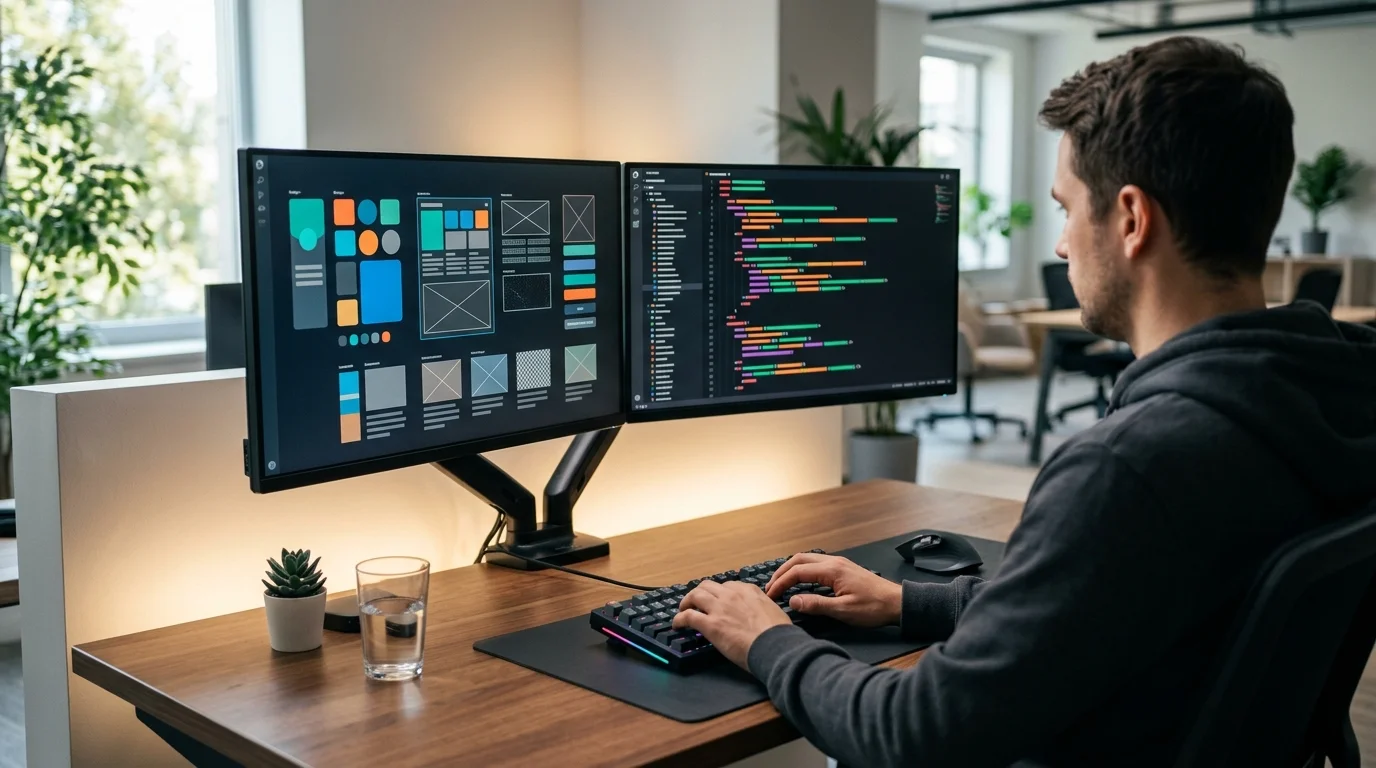 Interface de l'outil Figma générant du code React et Tailwind avec l'IA