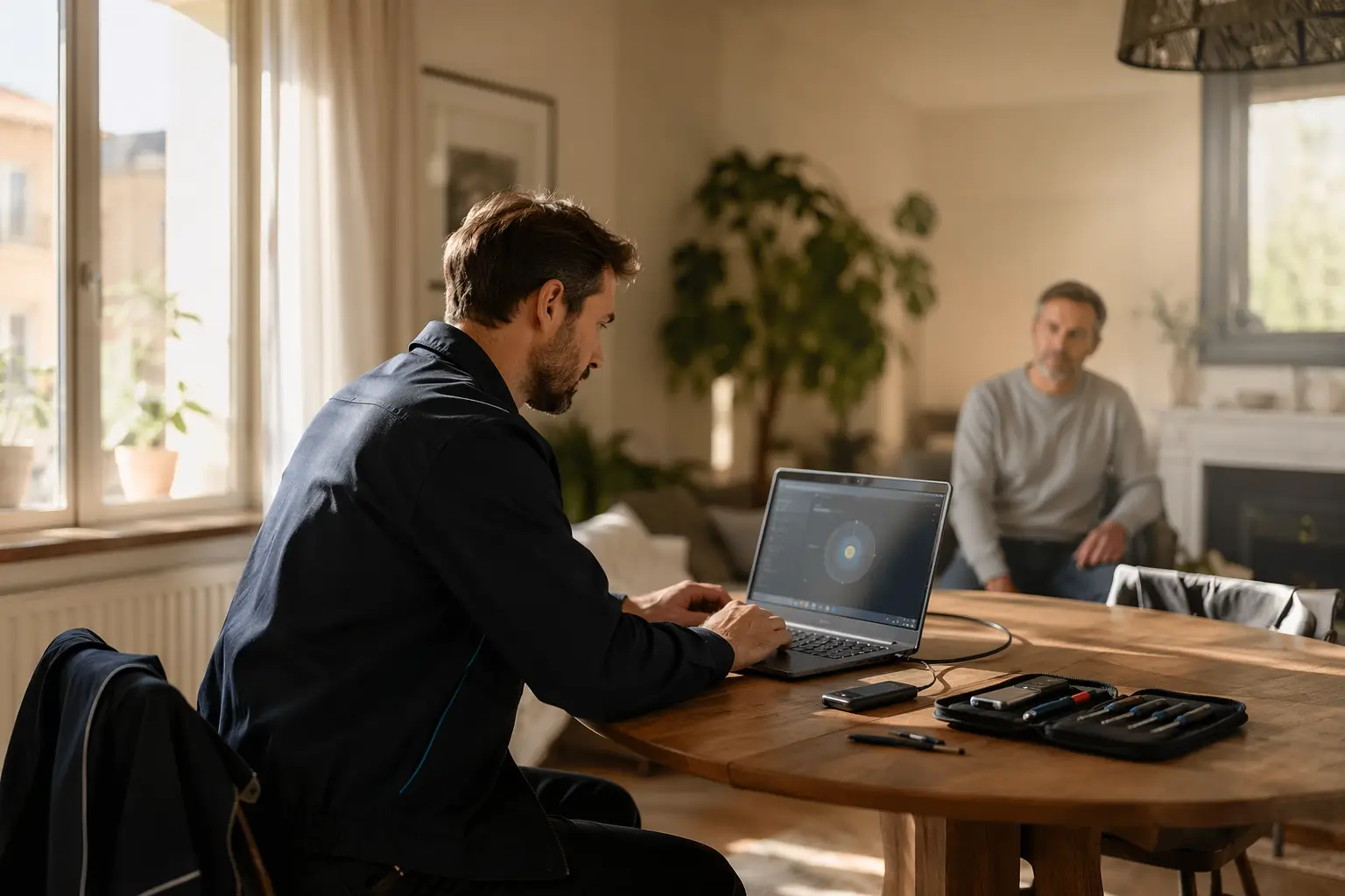 dépannage informatique Aix en Provence - technicien intervenant à domicile pour réparer un ordinateur portable chez un particulier