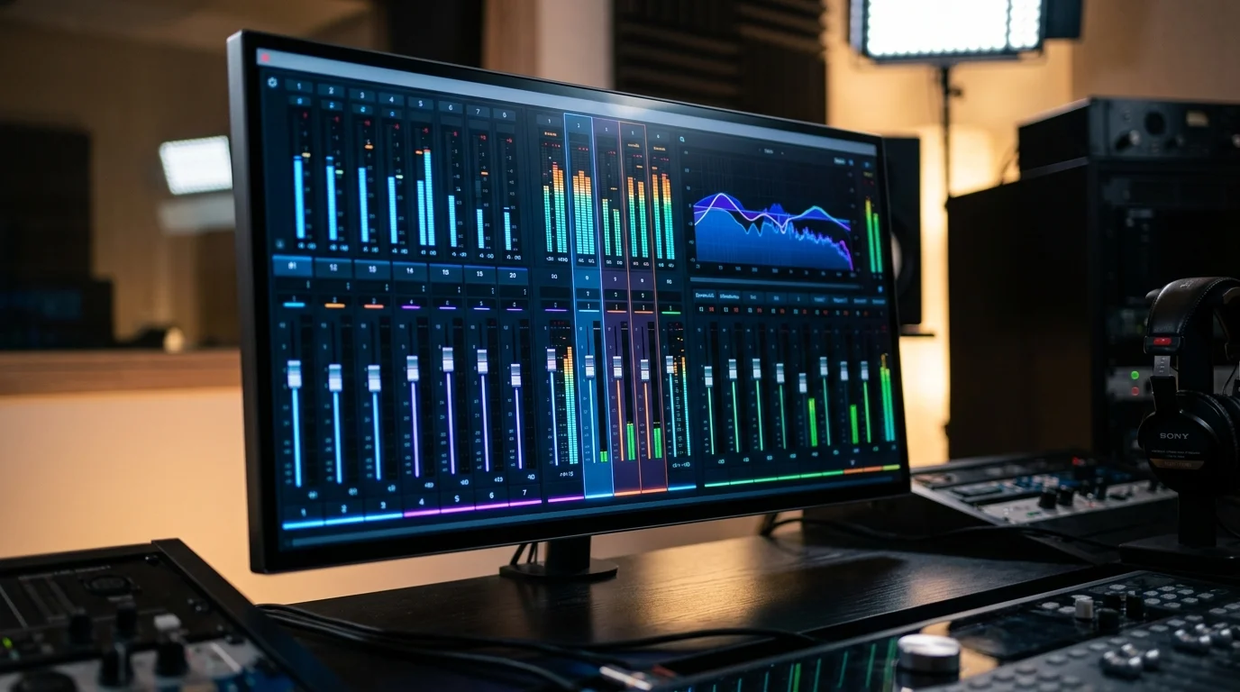 Interface du nouveau mixeur audio vertical d'OBS Studio avec bouton de monitoring direct