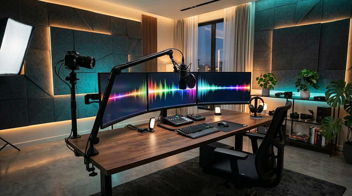 Setup de streaming professionnel utilisant la dernière version d'OBS Studio pour diffuser en WebRTC