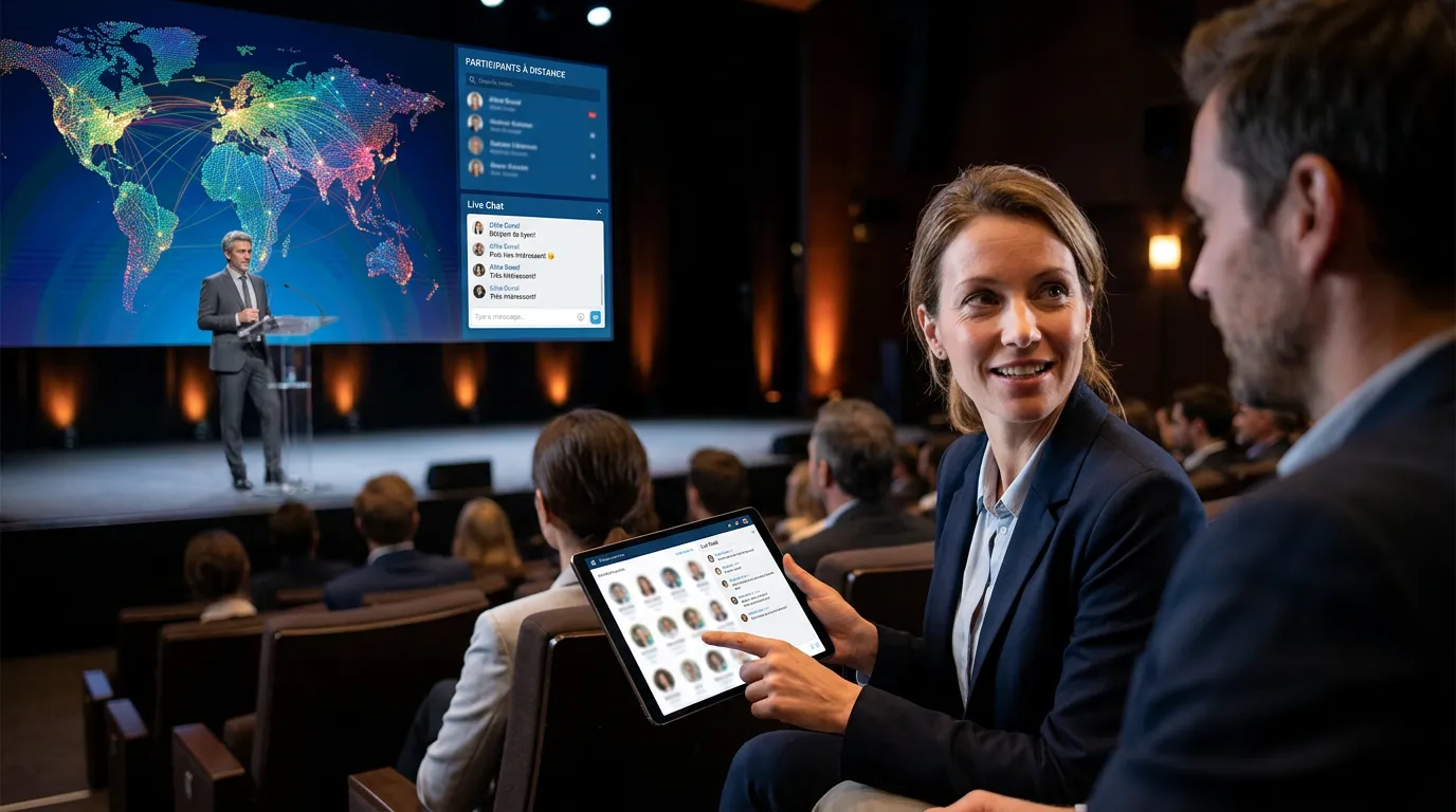 networking virtuel et présentiel lors d'un événement hybride