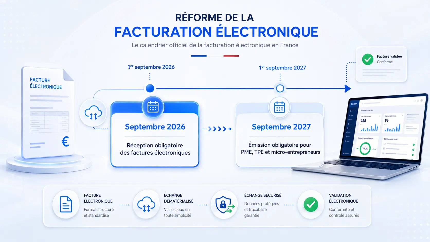 Calendrier de la réforme de facturation électronique obligatoire en 2026 et 2027