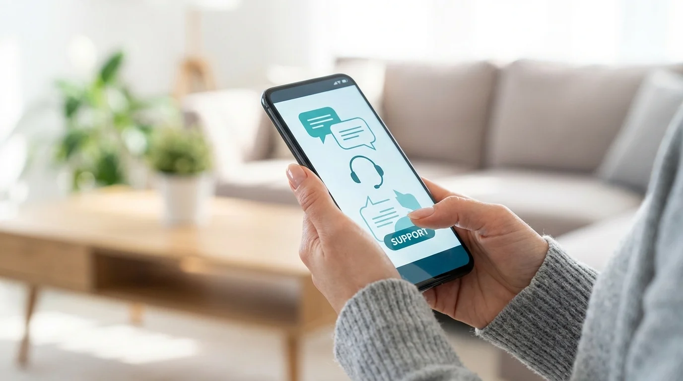 Interface de demande d'aide vinted contact mail sur smartphone