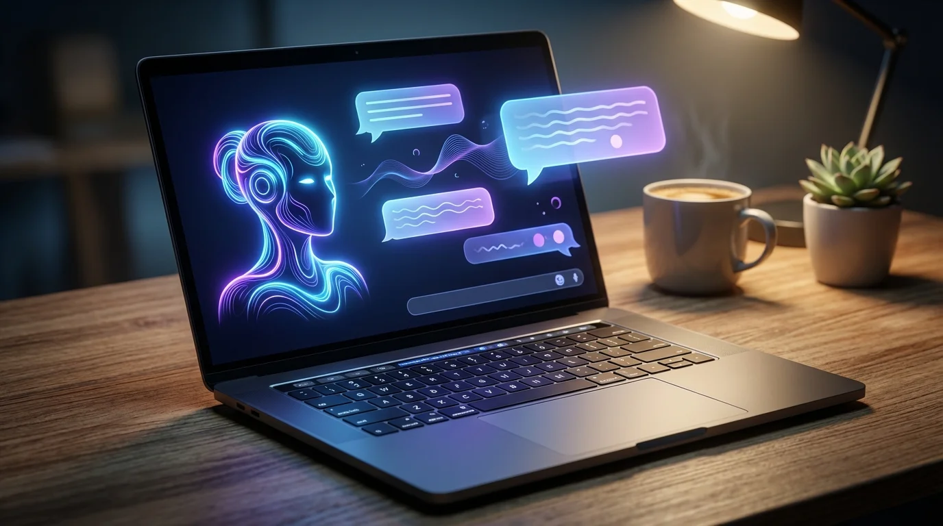Interface utilisateur de Janitor AI montrant une conversation avec un personnage virtuel personnalisé