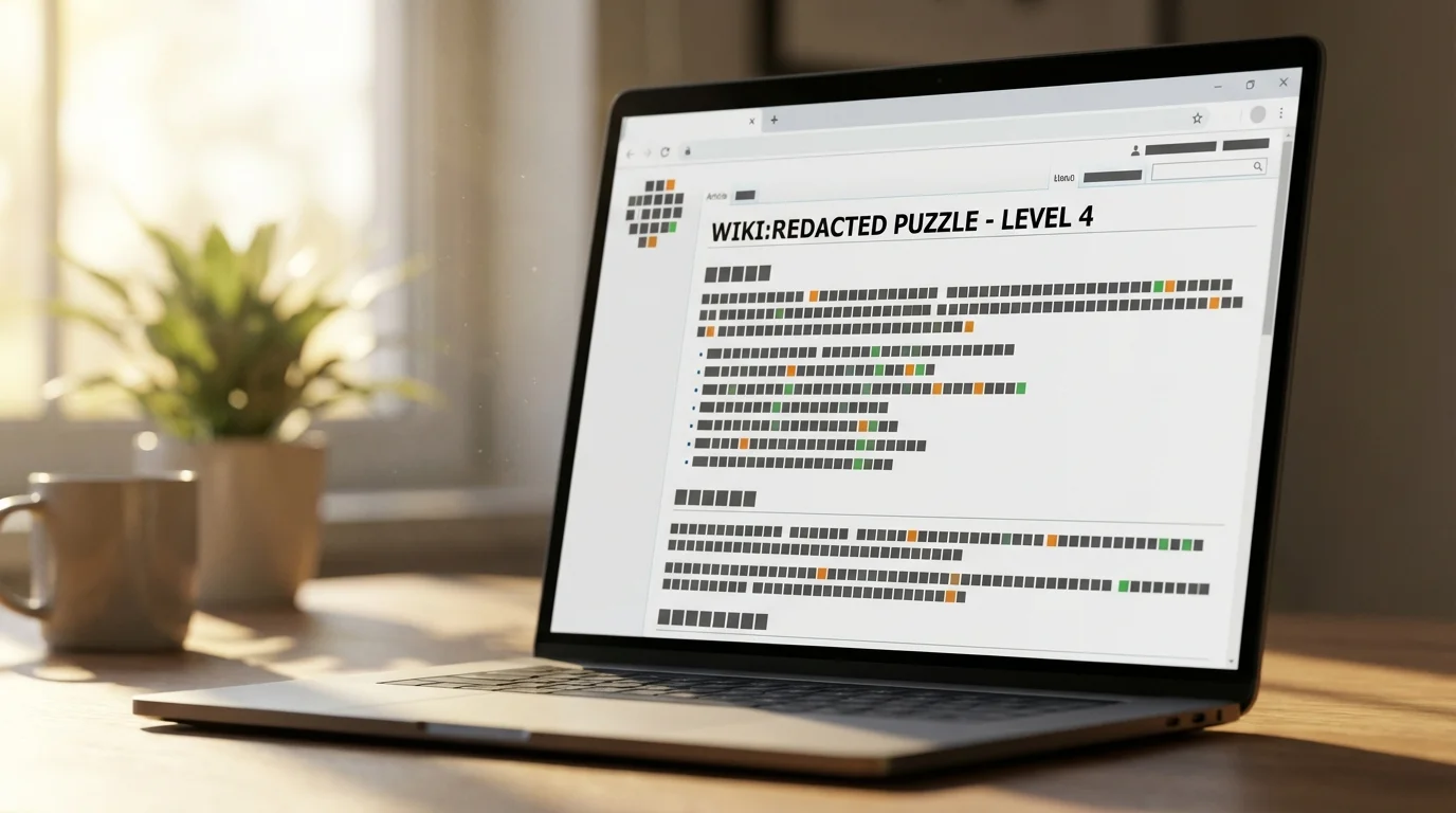 Interface de jeu Pedantix montrant une page Wikipédia masquée avec les zones de texte colorées