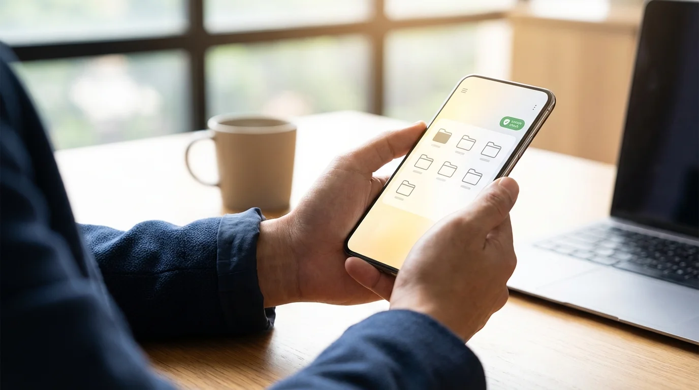Utilisateur consultant ses documents administratifs edoc sur smartphone via l'application mobile