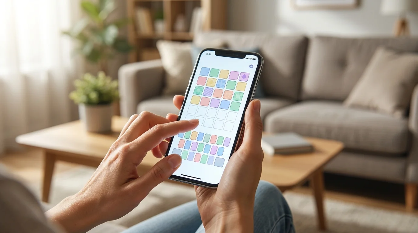Joueur utilisant une application de scrabble gratuit sur smartphone