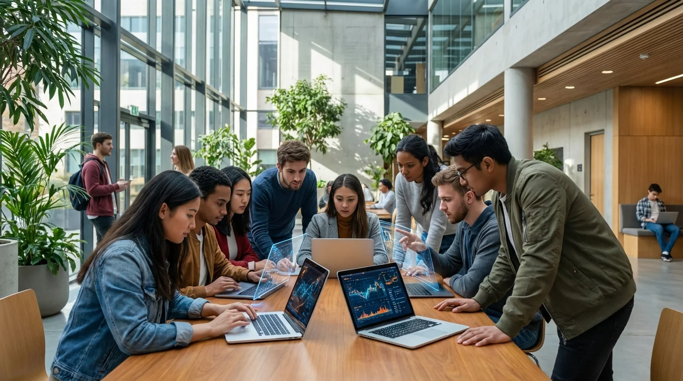 Étudiants en formation intelligence artificielle Nexa travaillant sur un projet de machine learning