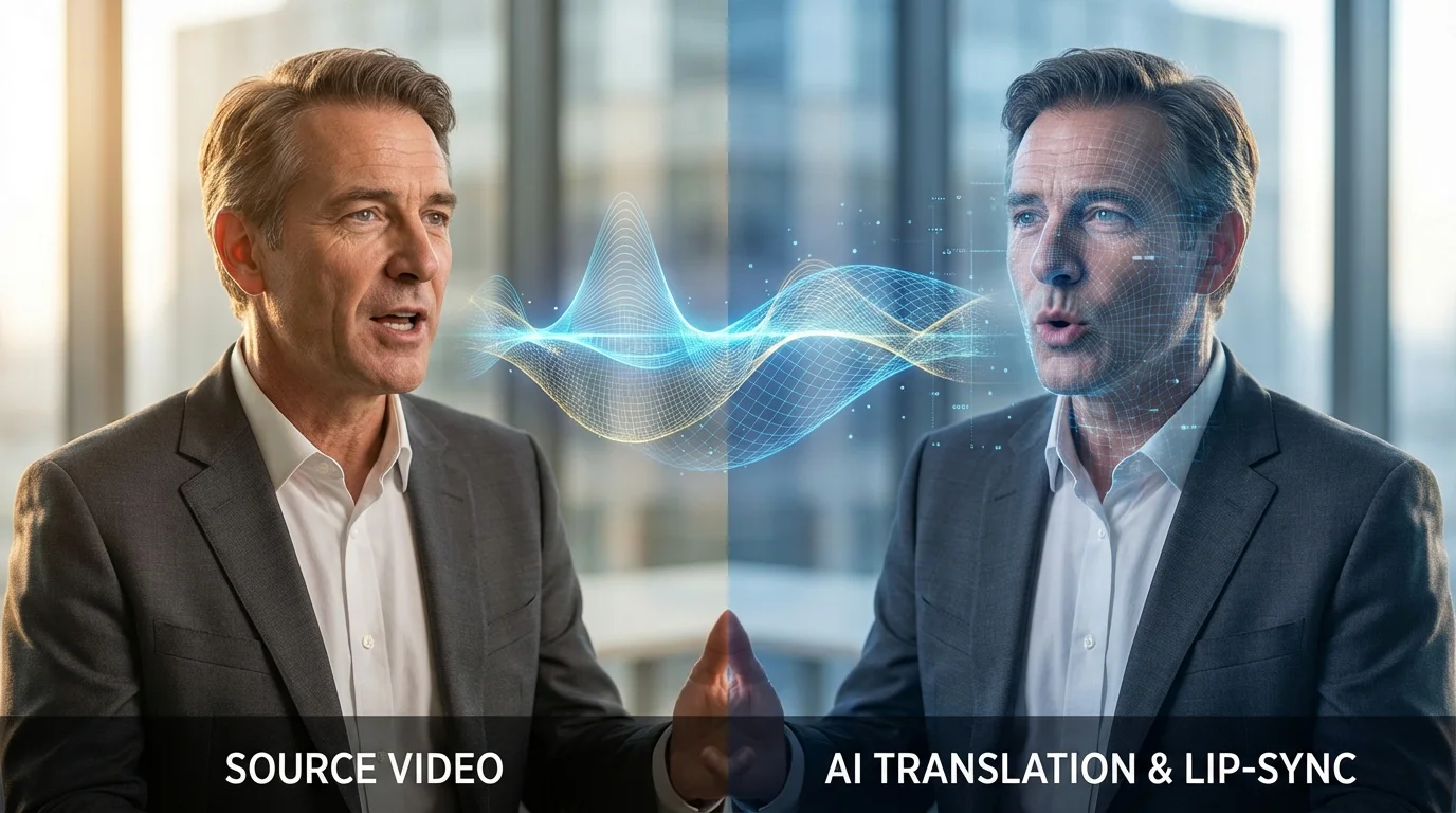 Comparaison vidéo originale vs vidéo traduite avec HeyGen montrant la synchronisation des lèvres