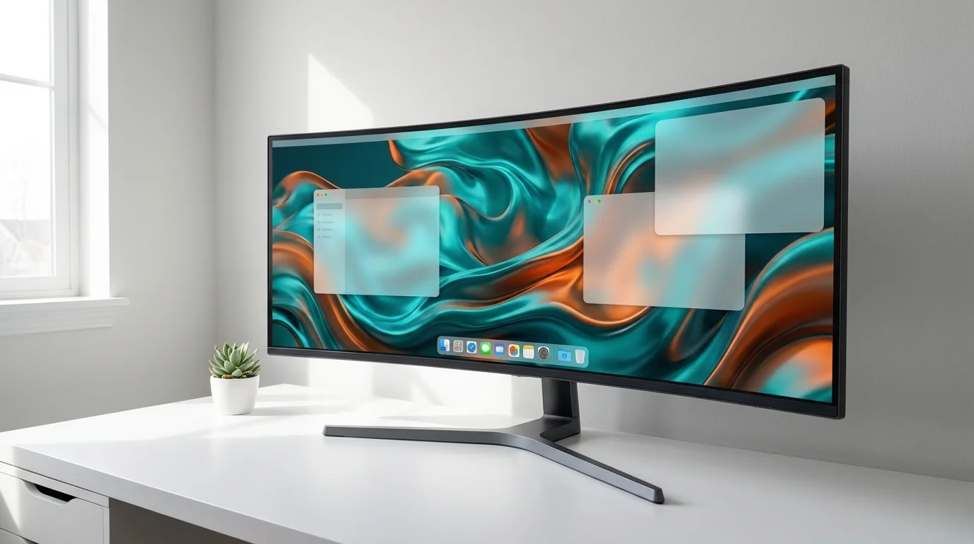 Concept visuel de la nouvelle interface Windows 12 avec barre flottante