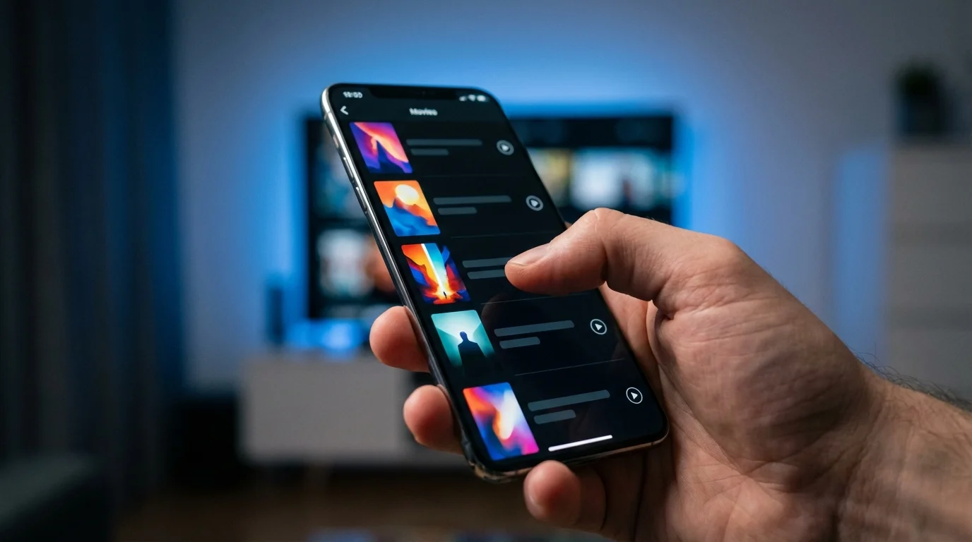 Utilisation de l'application JustWatch sur smartphone pour ajouter un film à la watchlist