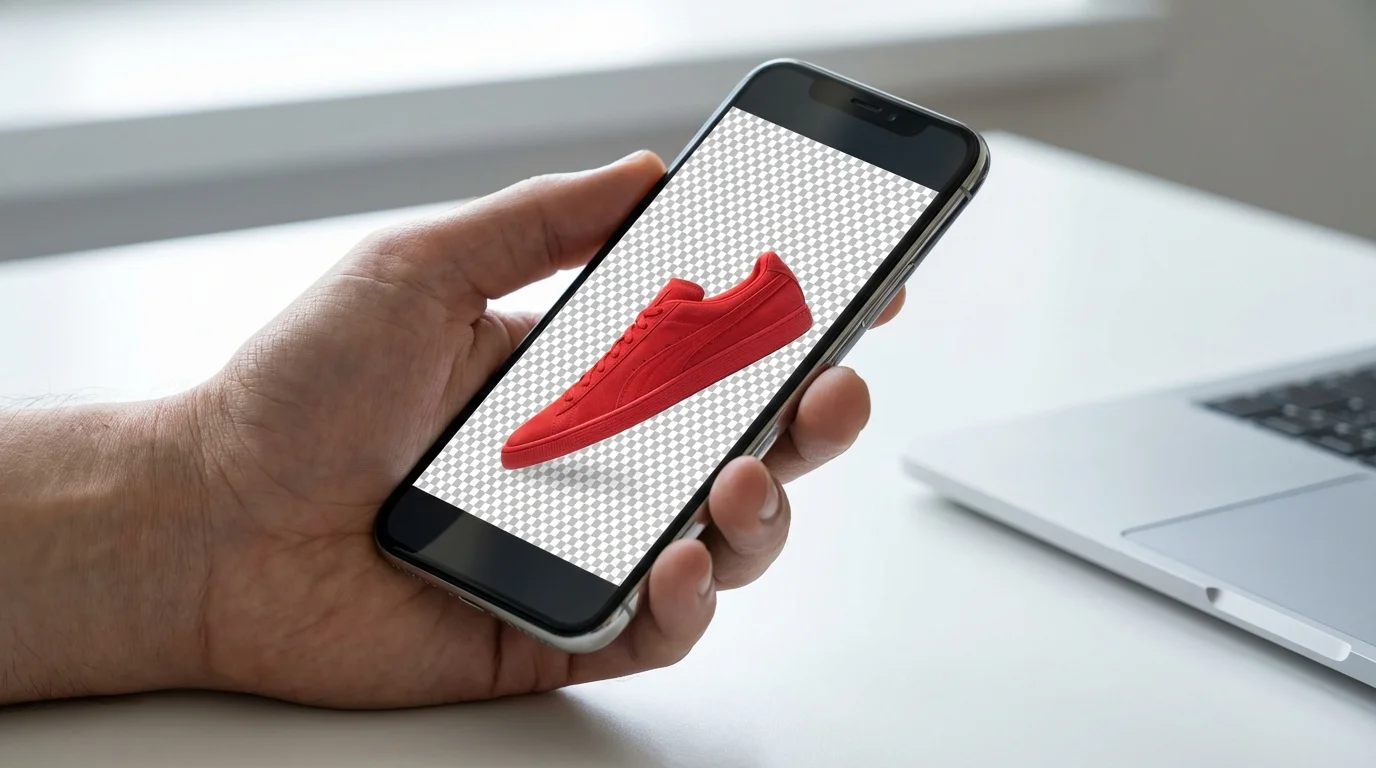 Interface de Photoroom montrant le détourage automatique d'un produit e-commerce